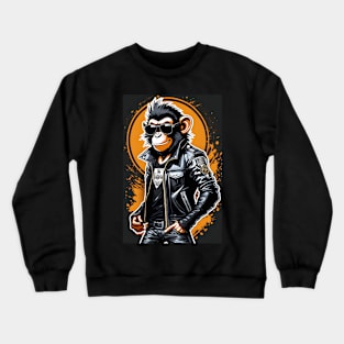 Chic monkey rocks a jacket and glasses Crewneck Sweatshirt